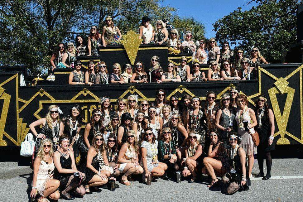 Gatsby Girls with their black and gold parade float